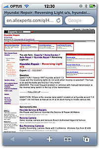The webpage on my iPhone in Safari