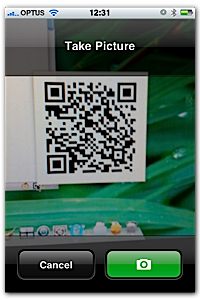 Taking a picture of a barcode with BeeTag